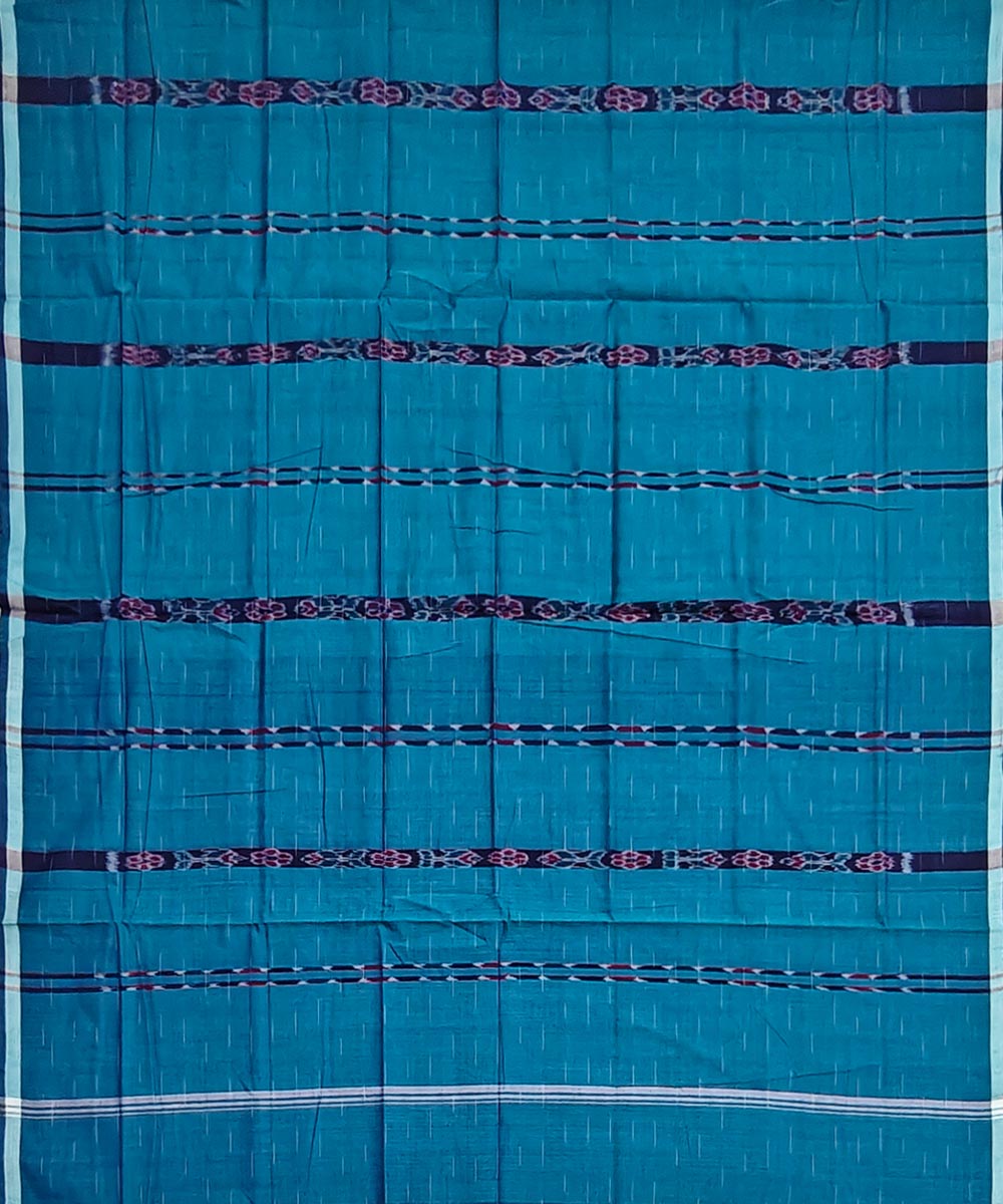 Cyan blue handwoven cotton sambalpuri lungi