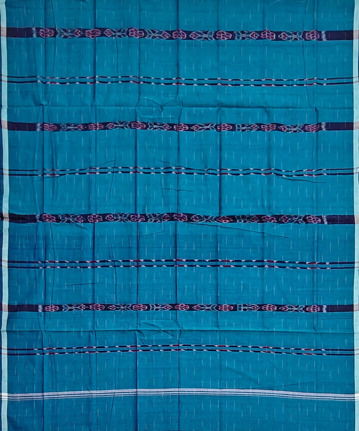Cyan blue handwoven cotton sambalpuri lungi