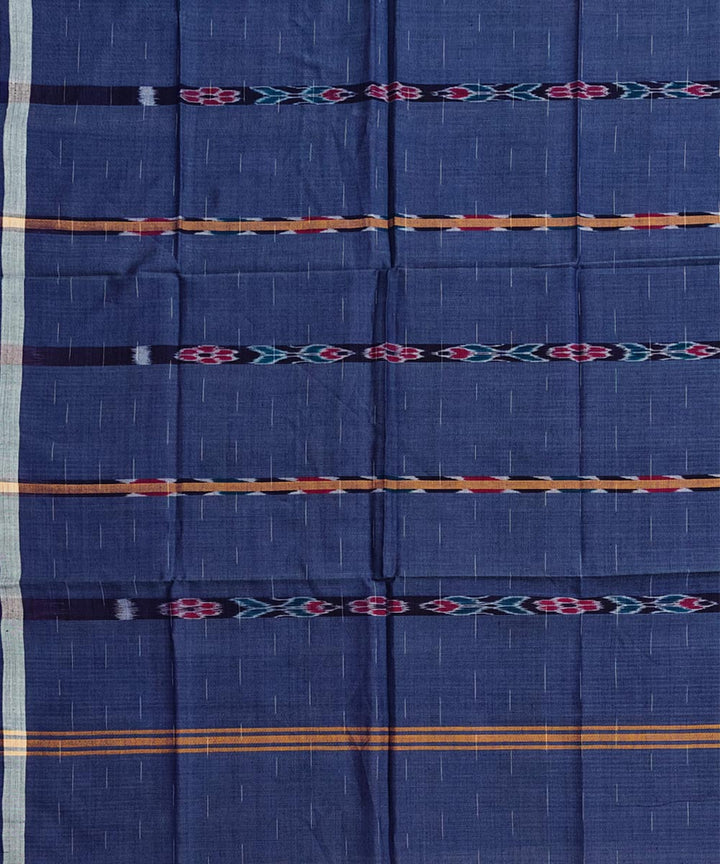 Navy blue striped handwoven cotton sambalpuri lungi