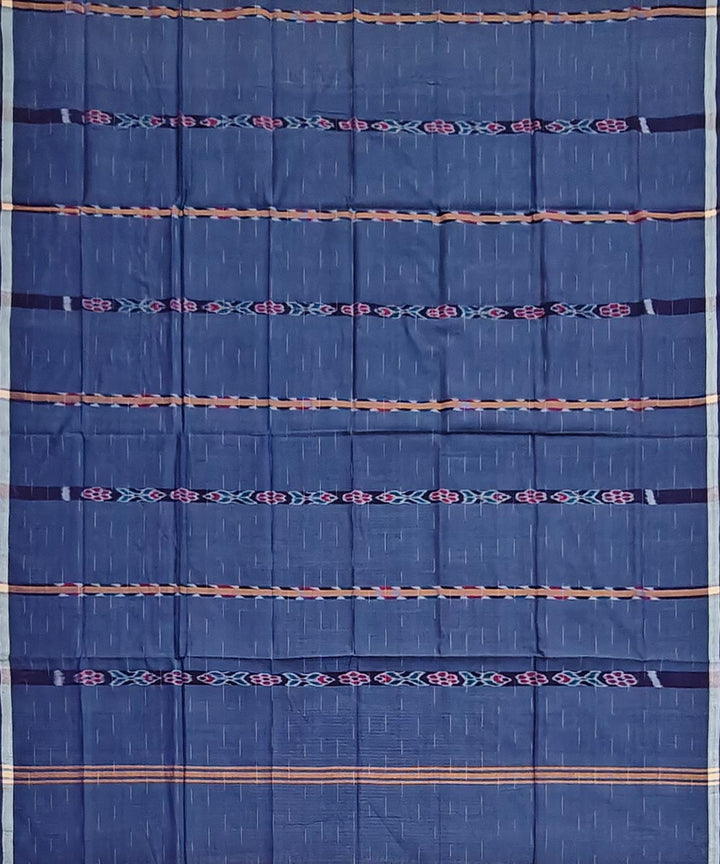 Navy blue striped handwoven cotton sambalpuri lungi