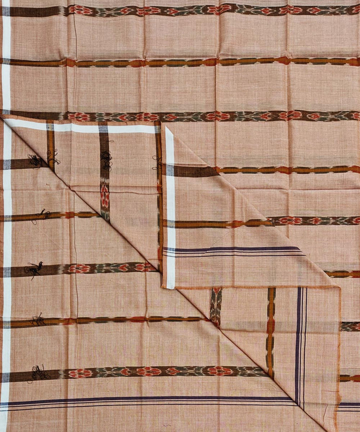 Beige handwoven cotton sambalpuri lungi