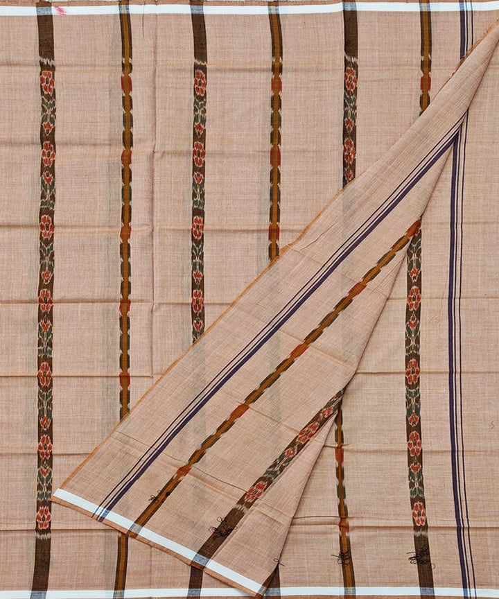 Beige handwoven cotton sambalpuri lungi