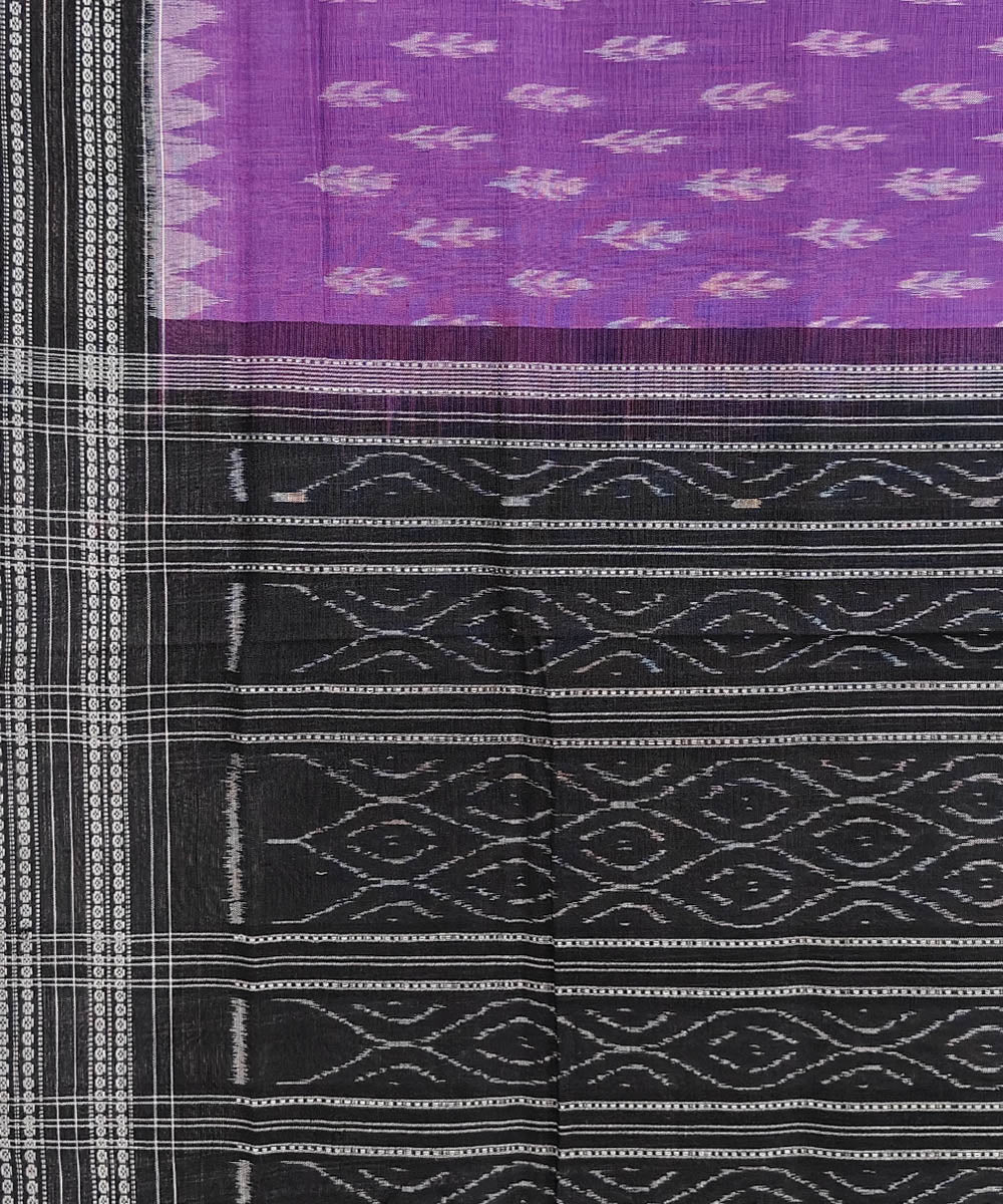 Purple black handwoven cotton sambalpuri dupatta