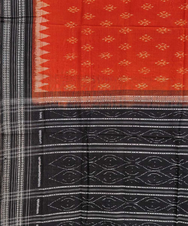 Red black hand woven cotton sambalpuri dupatta