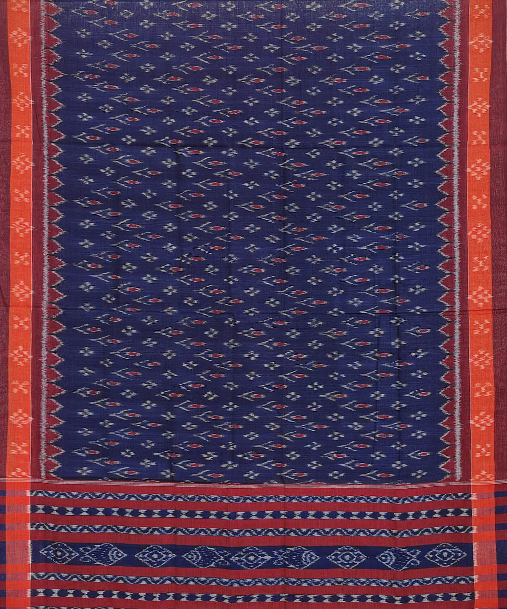 Black orange maroon hand woven cotton sambalpuri dupatta