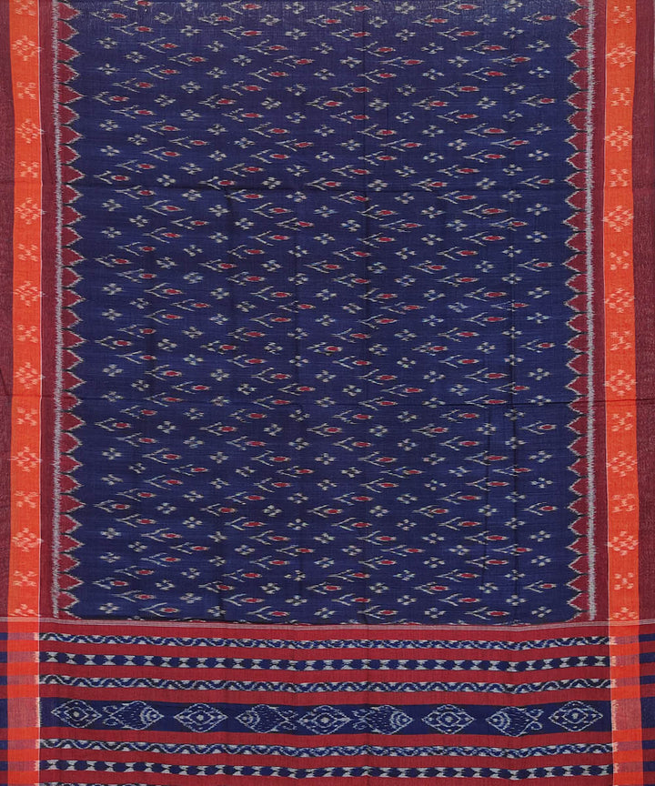 Black orange maroon hand woven cotton sambalpuri dupatta