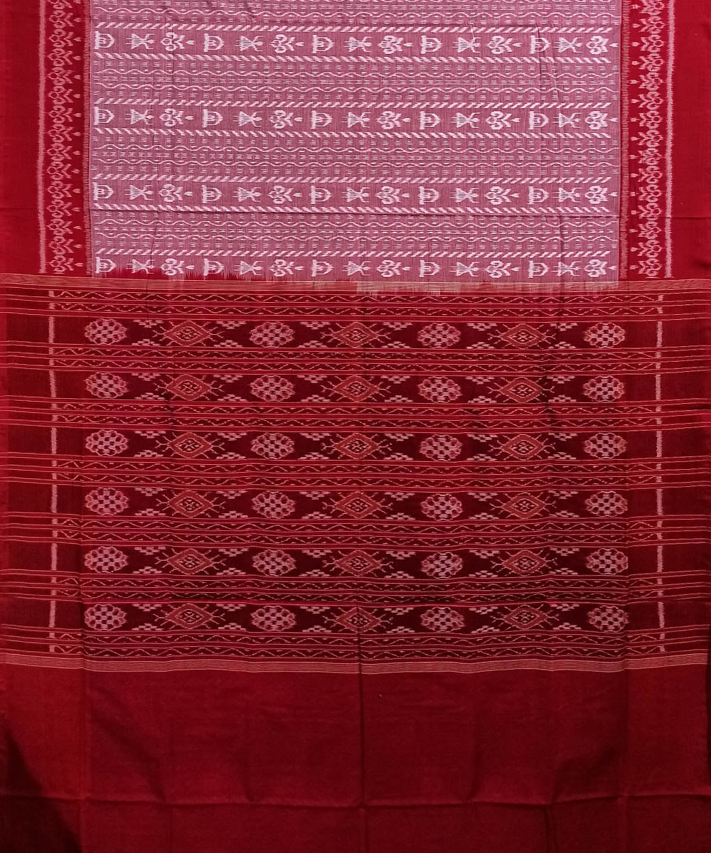 Pink red cotton handloom sambalpuri saree