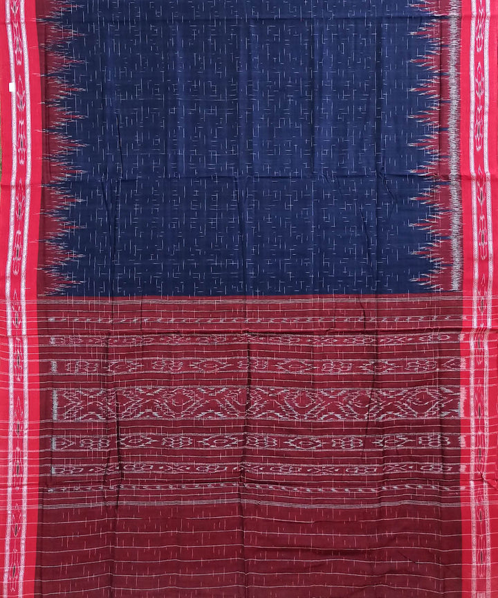 Navy blue red cotton handloom nuapatna saree