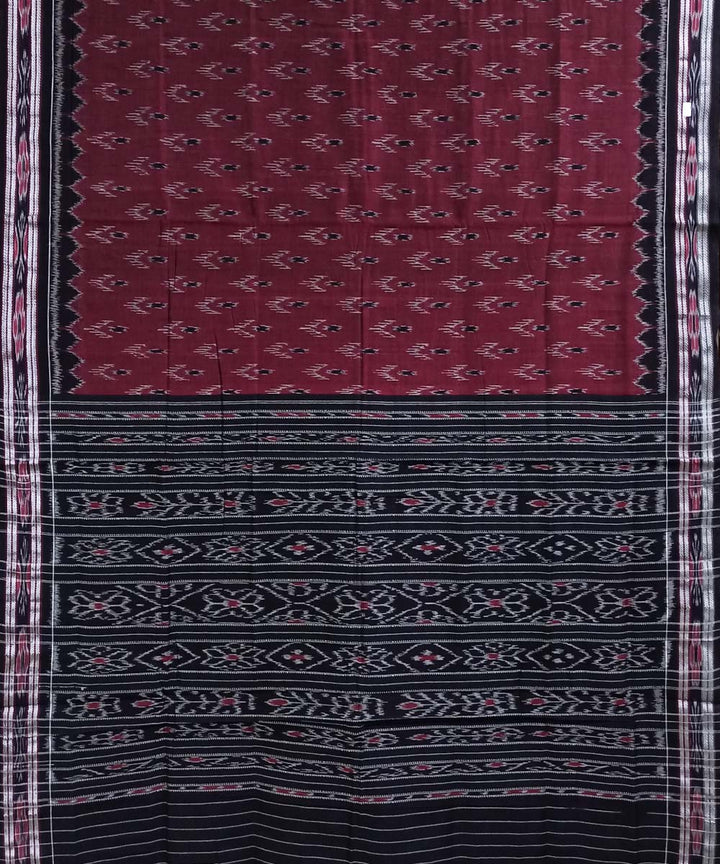 Maroon black cotton handloom nuapatna saree