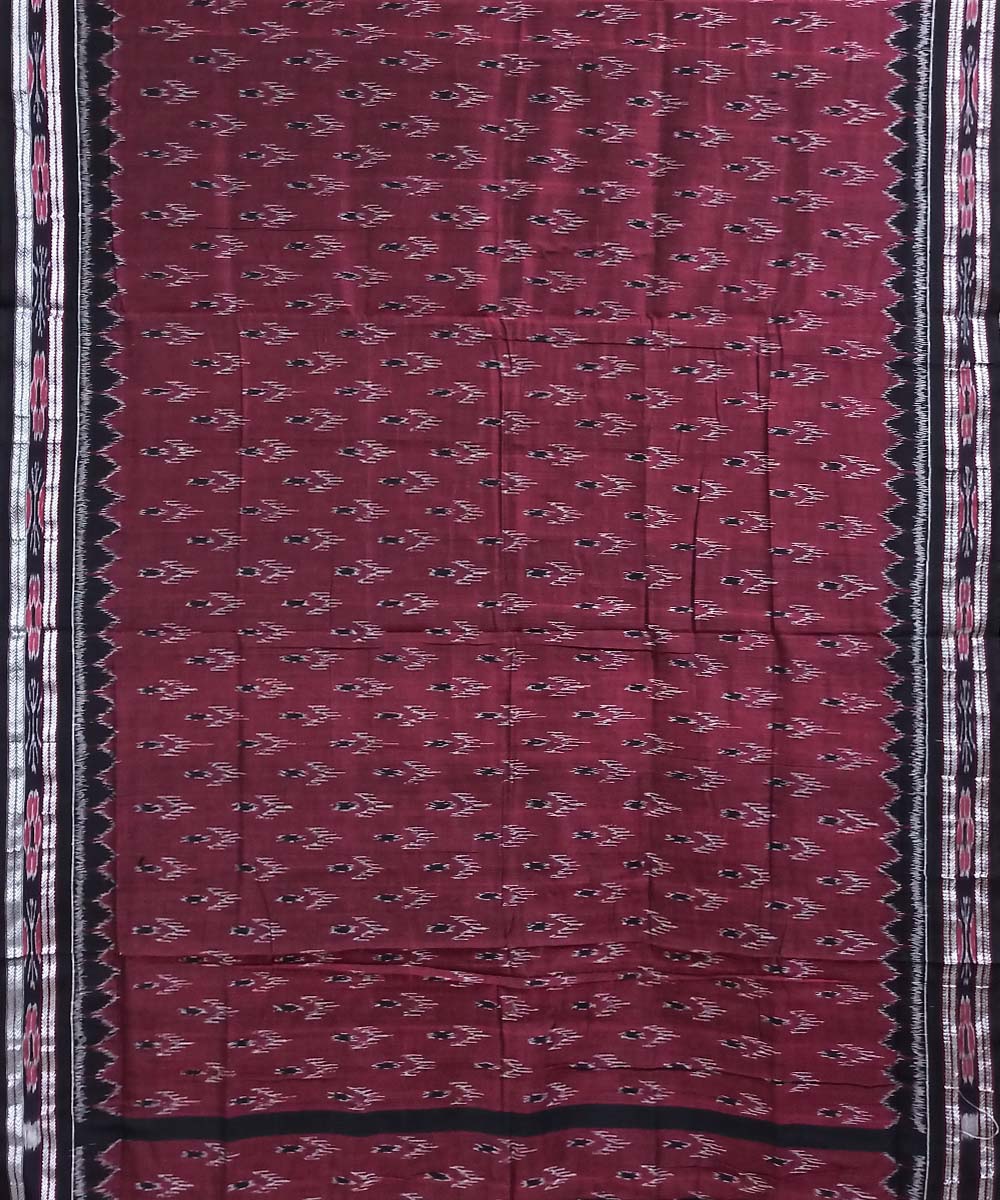 Maroon black cotton handloom nuapatna saree