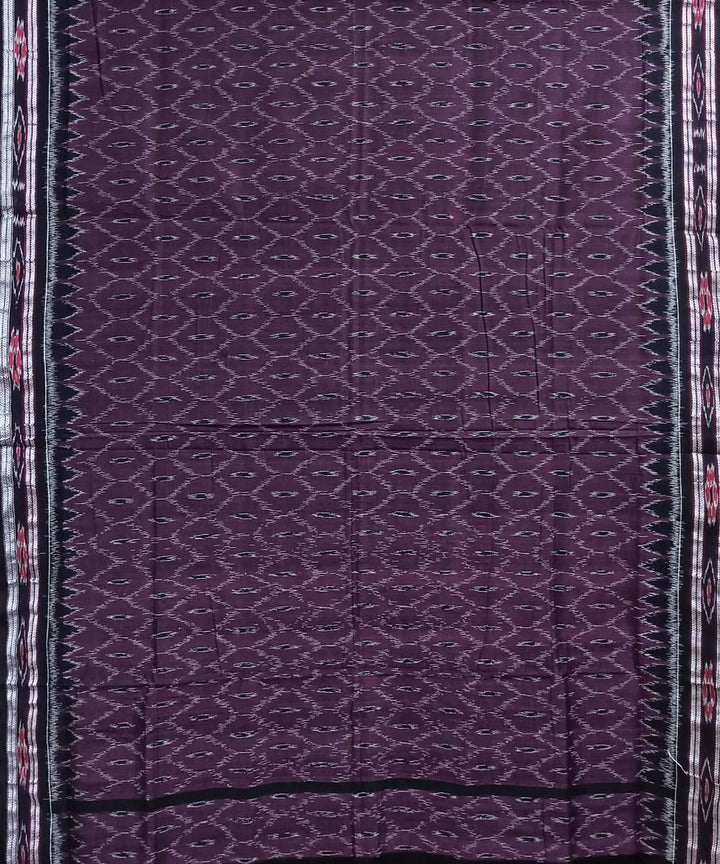 Mauve black cotton handloom nuapatna saree