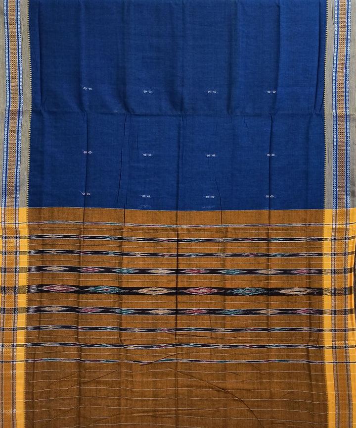 Navy blue mustard cotton handloom nuapatna saree