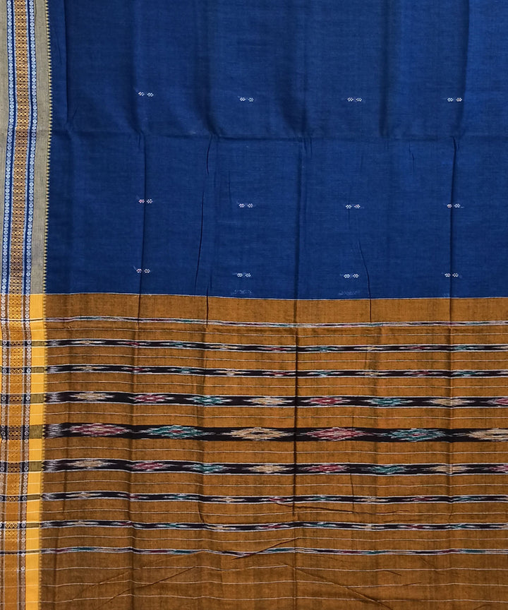 Navy blue mustard cotton handloom nuapatna saree