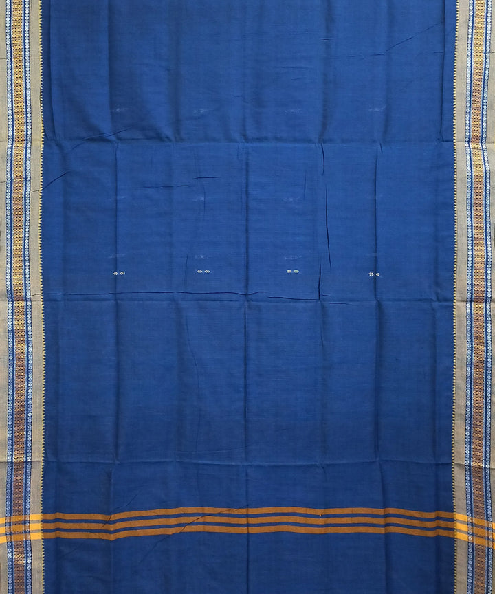 Navy blue mustard cotton handloom nuapatna saree