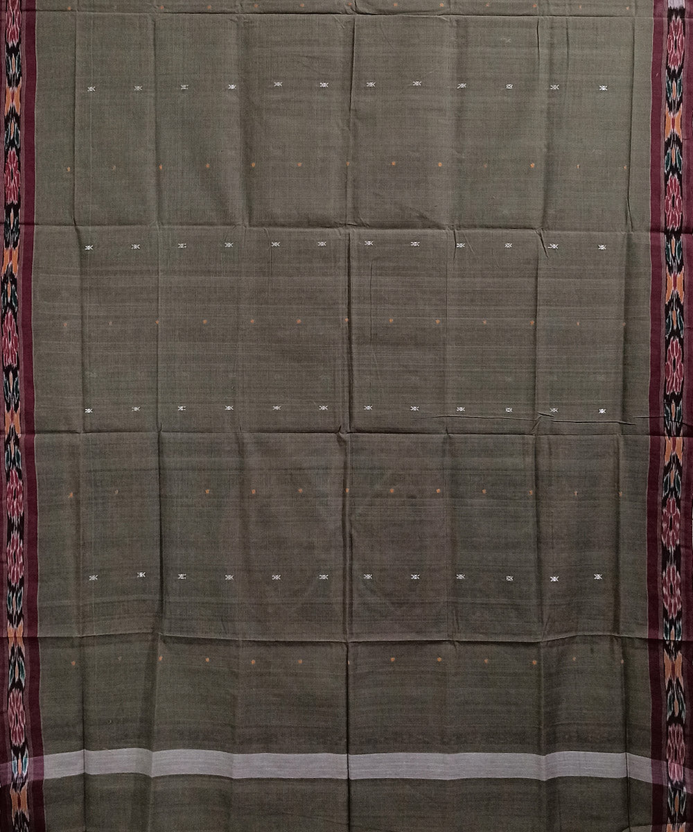 Olive green cotton handloom nuapatna saree