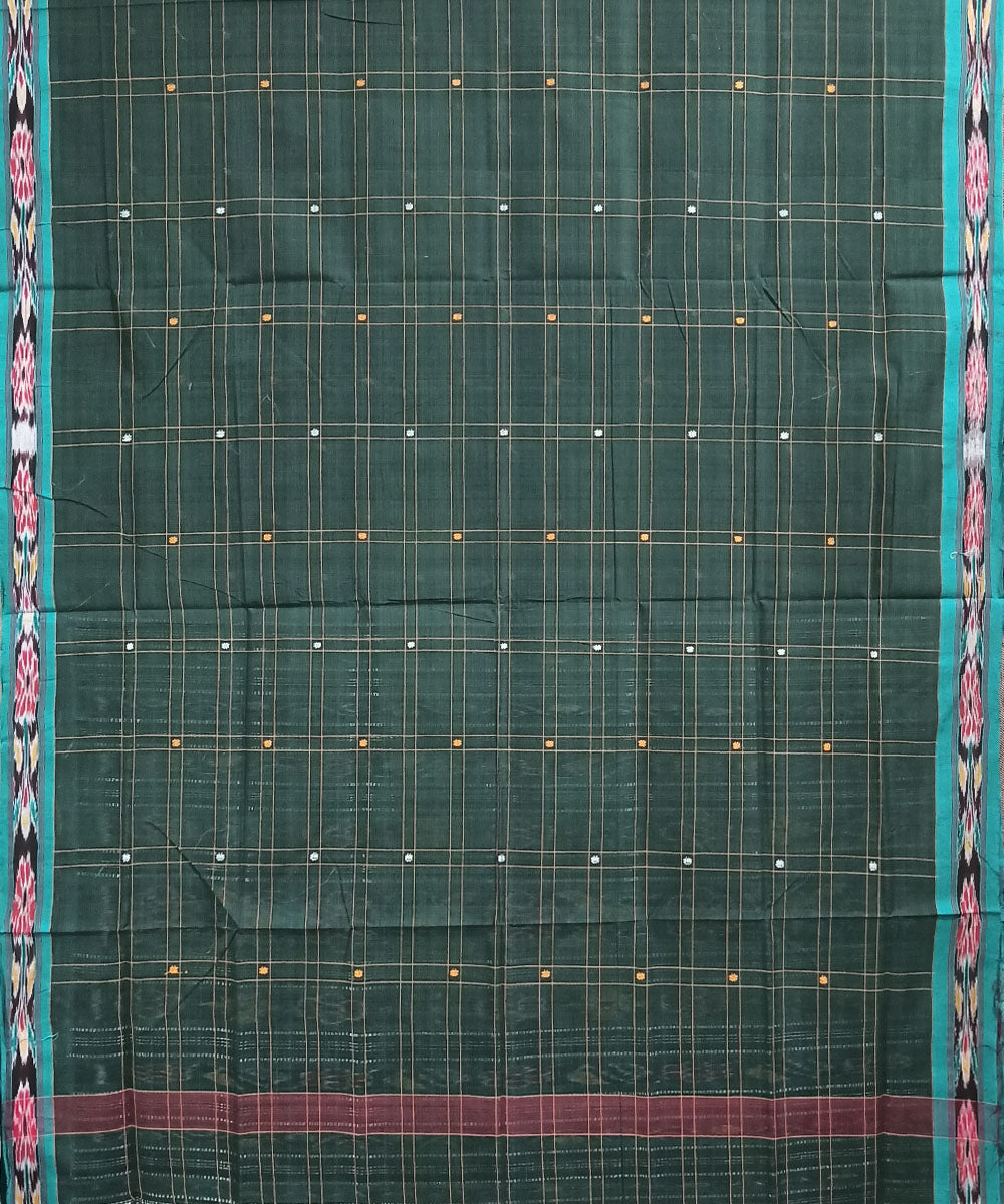 Dark green cotton handloom nuapatna saree