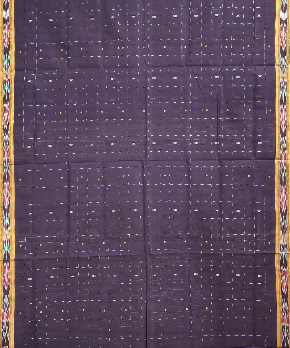 Dark violet cotton handloom nuapatna saree