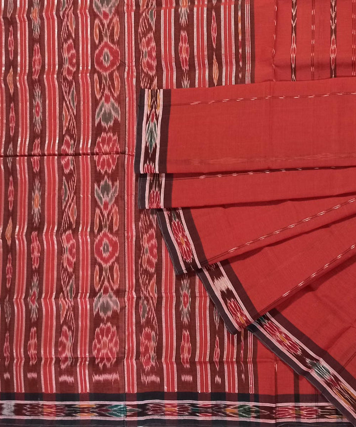 Brick red cotton handloom nuapatna saree