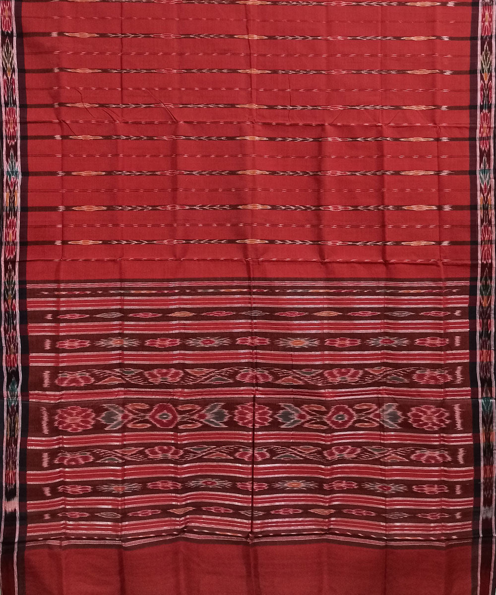 Brick red cotton handloom nuapatna saree