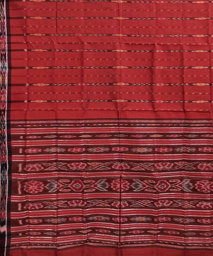 Brick red cotton handloom nuapatna saree