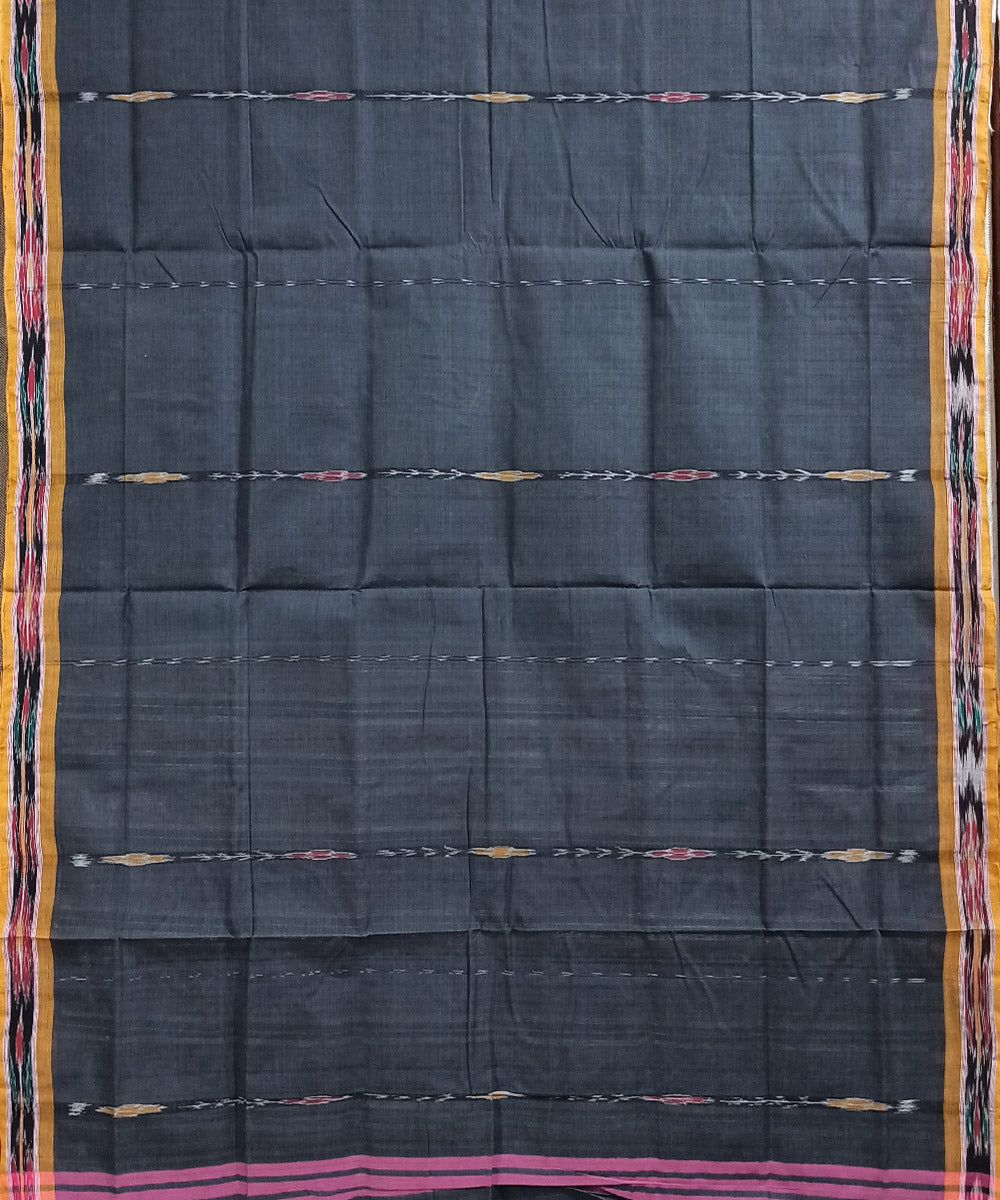 Dark grey cotton handloom nuapatna saree