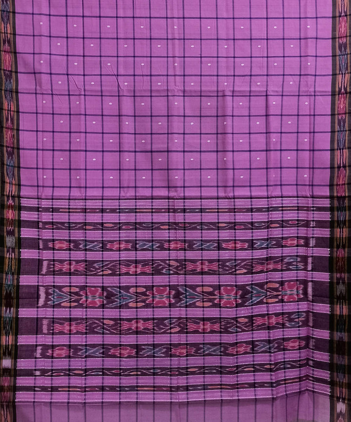 Pink check cotton handloom nuapatna saree