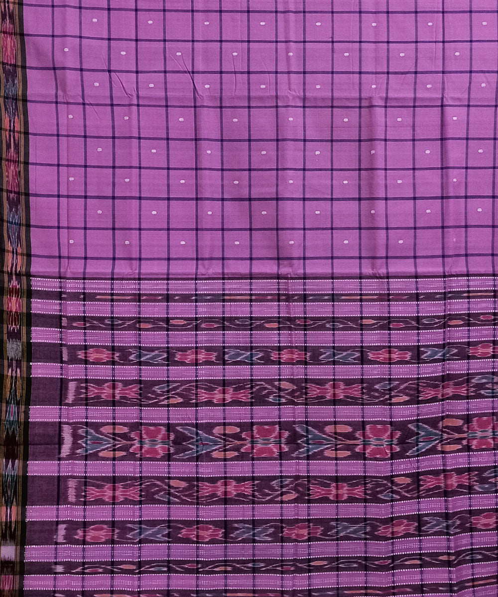 Pink check cotton handloom nuapatna saree