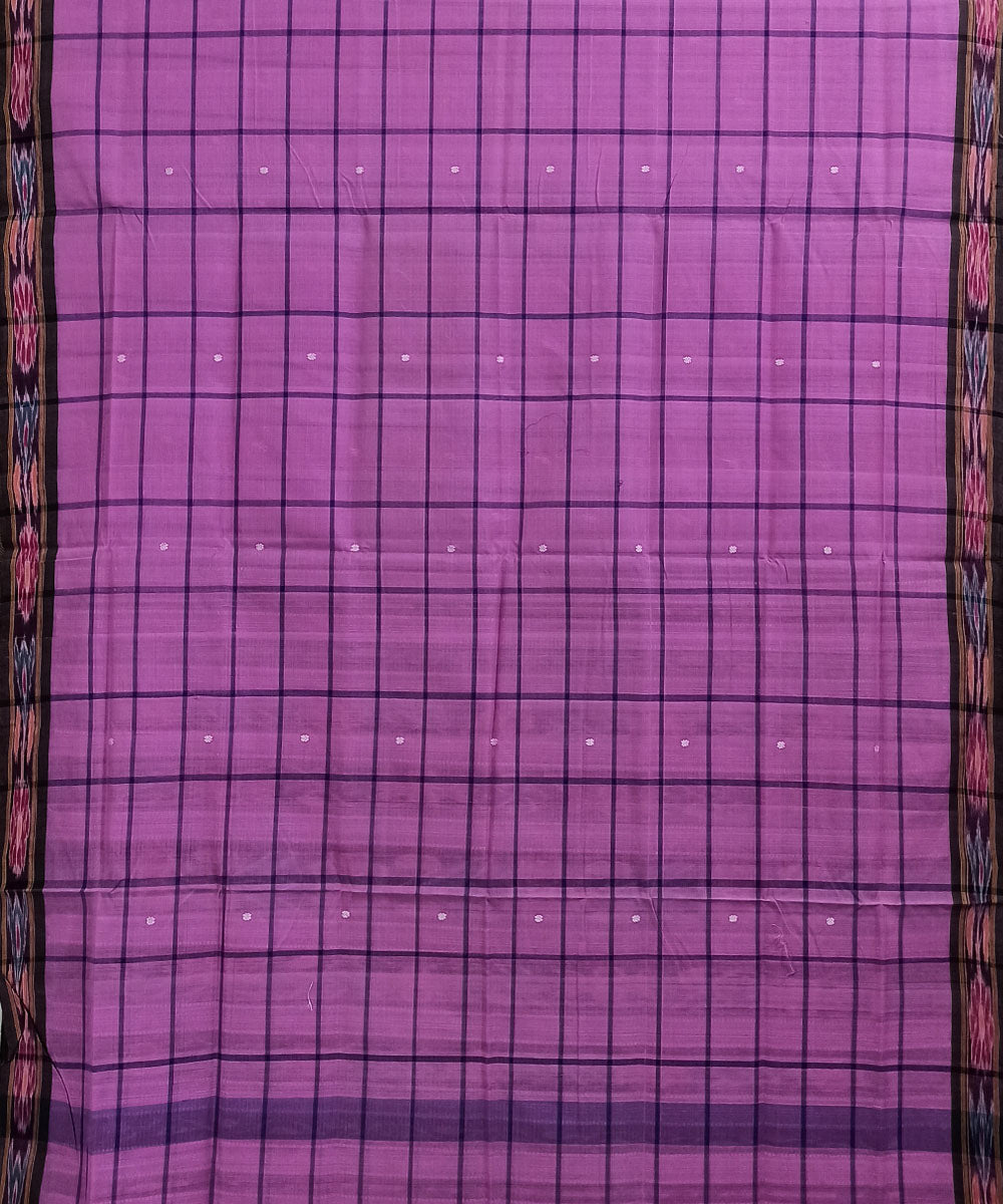 Pink check cotton handloom nuapatna saree