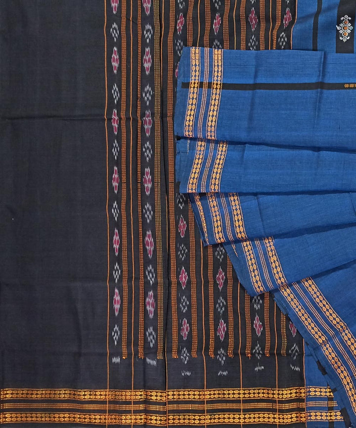 Navy blue black cotton handloom nuapatna saree