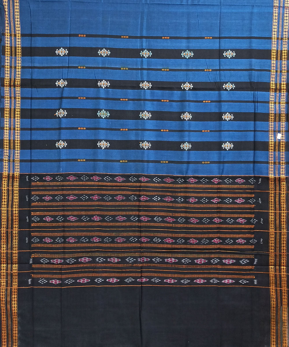 Navy blue black cotton handloom nuapatna saree