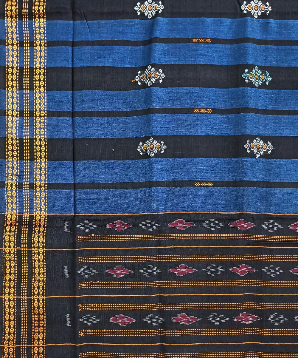 Navy blue black cotton handloom nuapatna saree