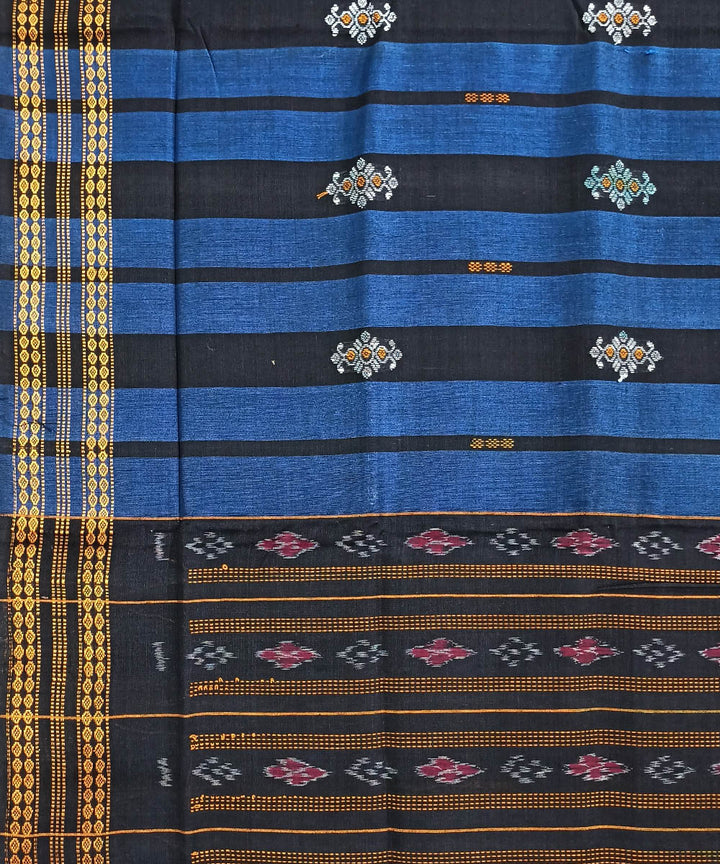 Navy blue black cotton handloom nuapatna saree