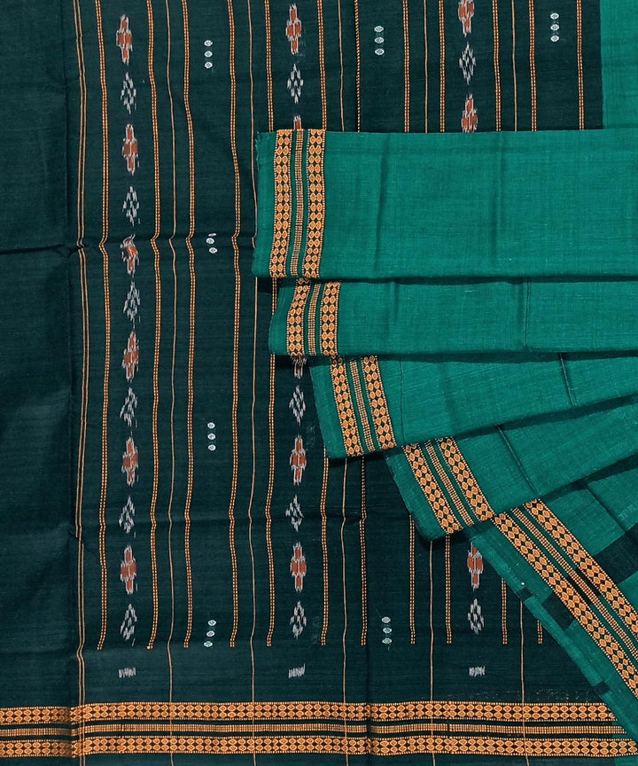 Dark green cotton handwoven nuapatna saree