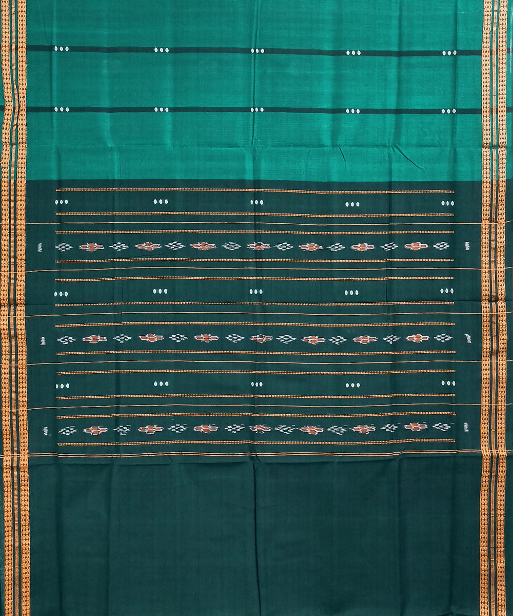 Dark green cotton handwoven nuapatna saree