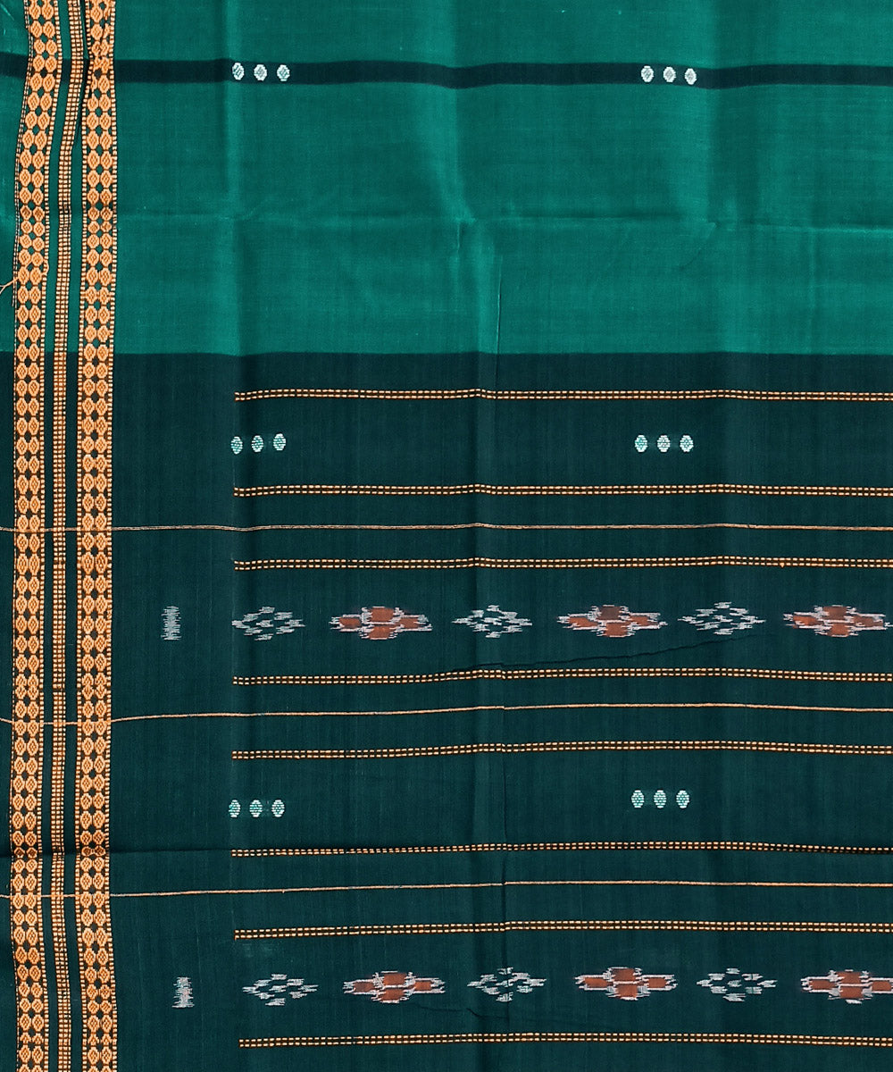 Dark green cotton handwoven nuapatna saree