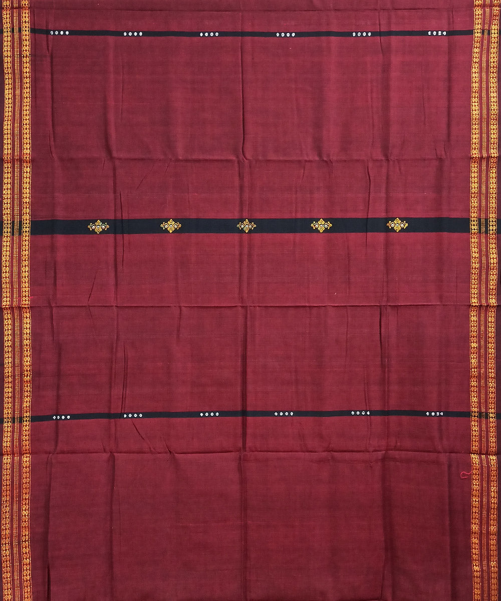 Maroon black handloom cotton nuapatna saree