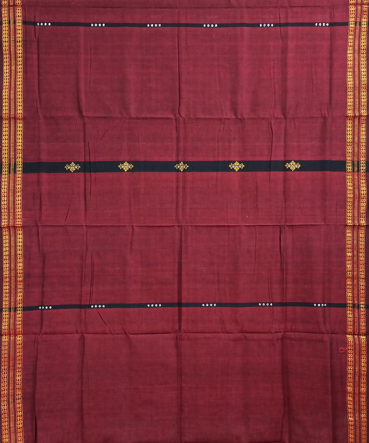 Maroon black handloom cotton nuapatna saree