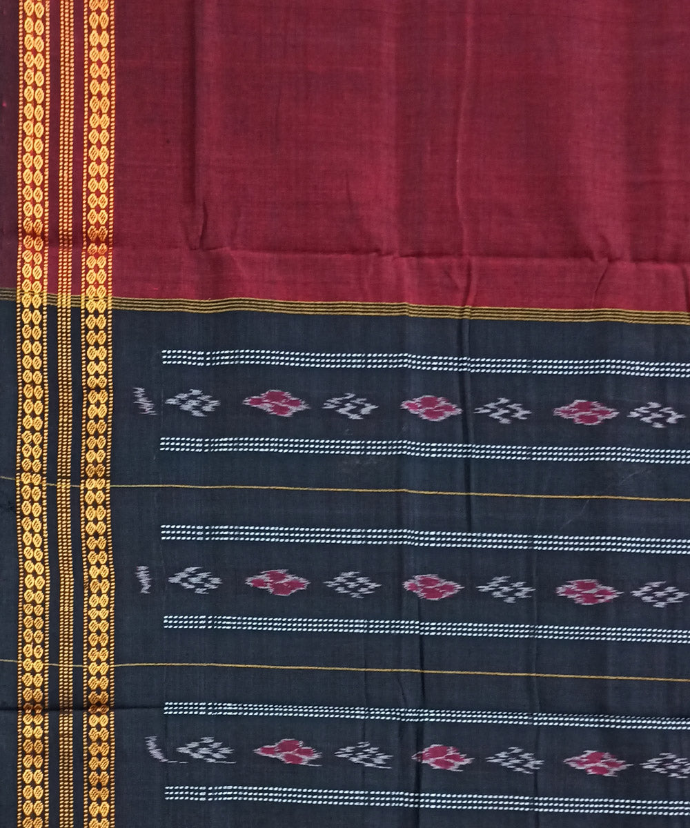 Maroon black handloom cotton nuapatna saree