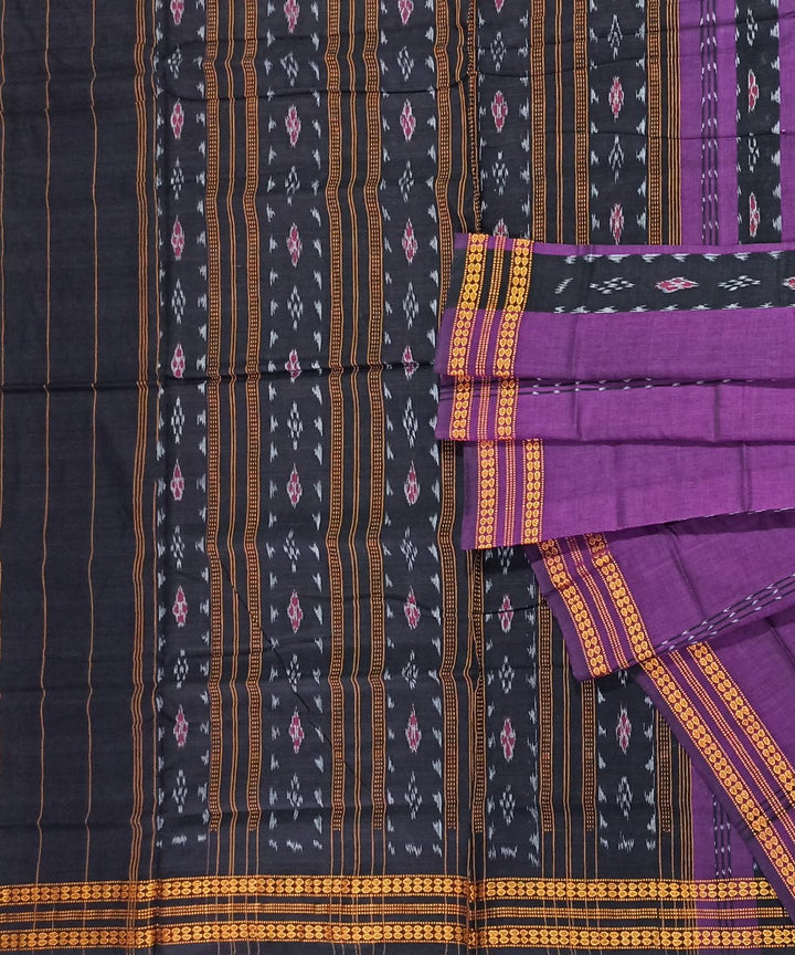 Purple black cotton handwoven nuapatna saree