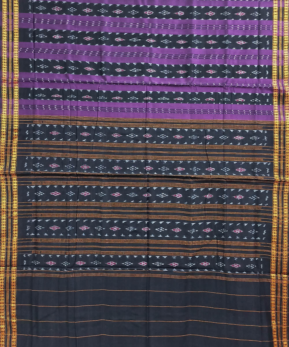 Purple black cotton handwoven nuapatna saree