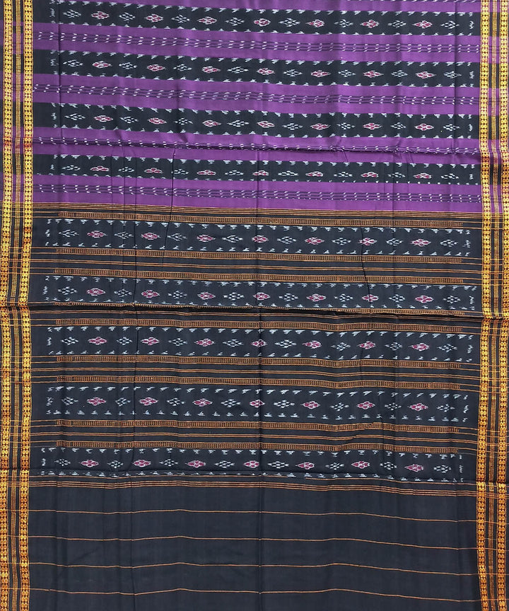 Purple black cotton handwoven nuapatna saree