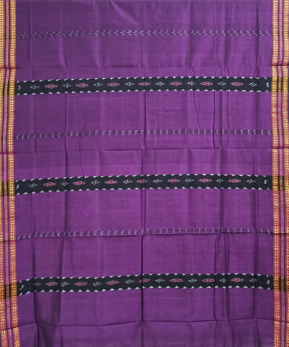 Purple black cotton handwoven nuapatna saree