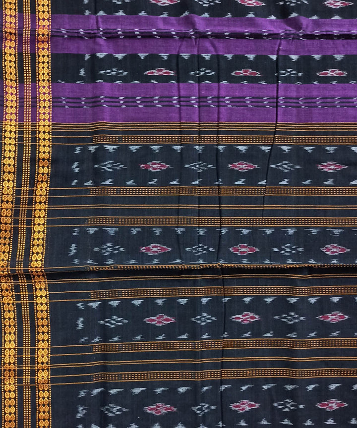 Purple black cotton handwoven nuapatna saree