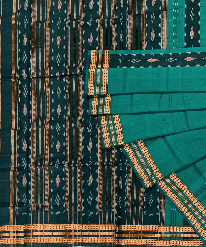 Turquoise black cotton handloom nuapatna saree