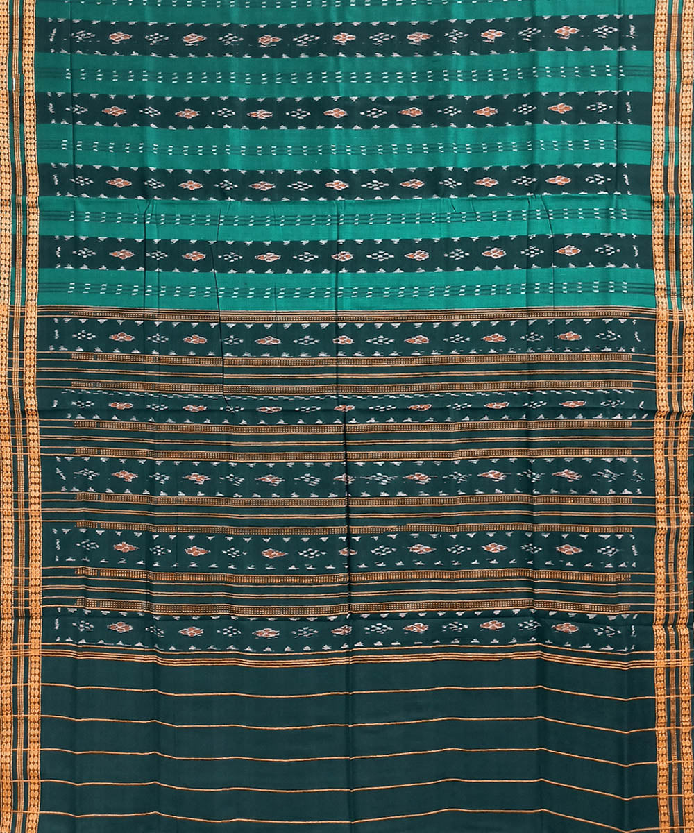 Turquoise black cotton handloom nuapatna saree