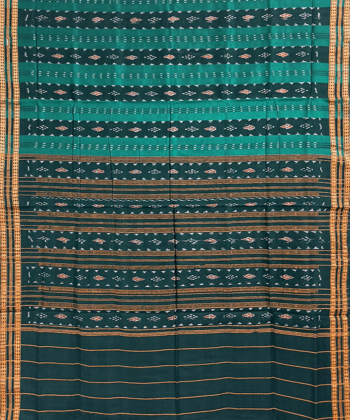 Turquoise black cotton handloom nuapatna saree