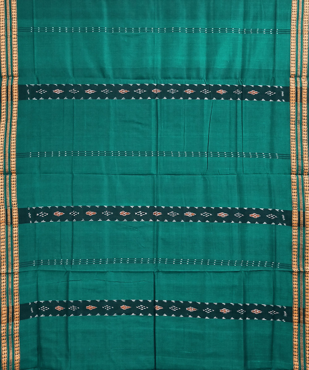 Turquoise black cotton handloom nuapatna saree