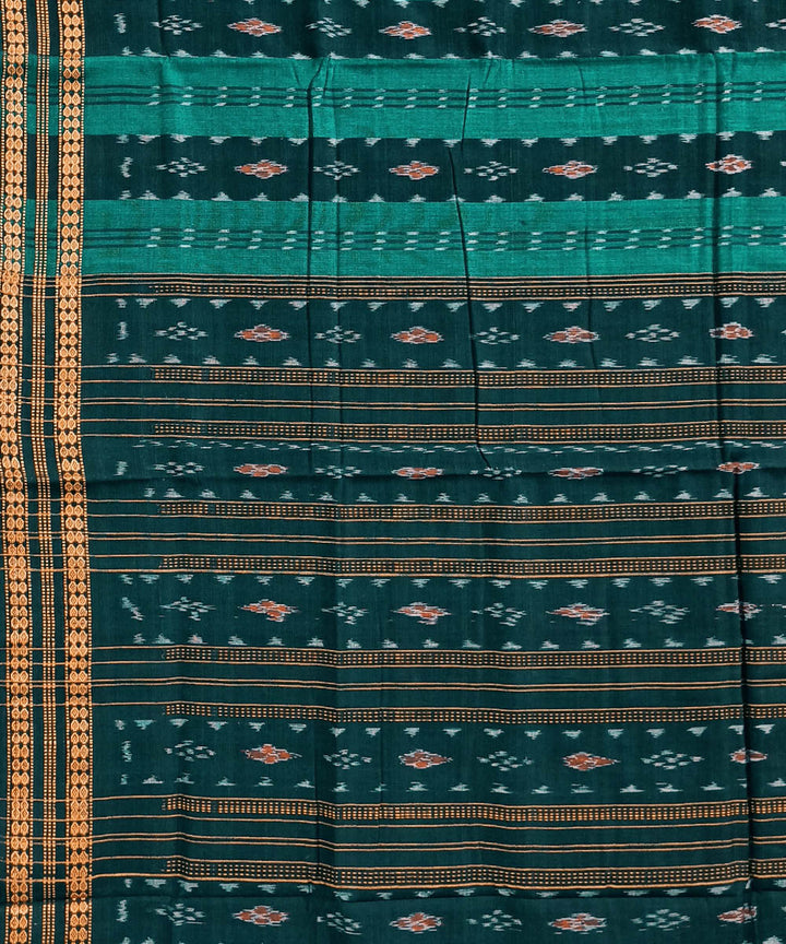 Turquoise black cotton handloom nuapatna saree