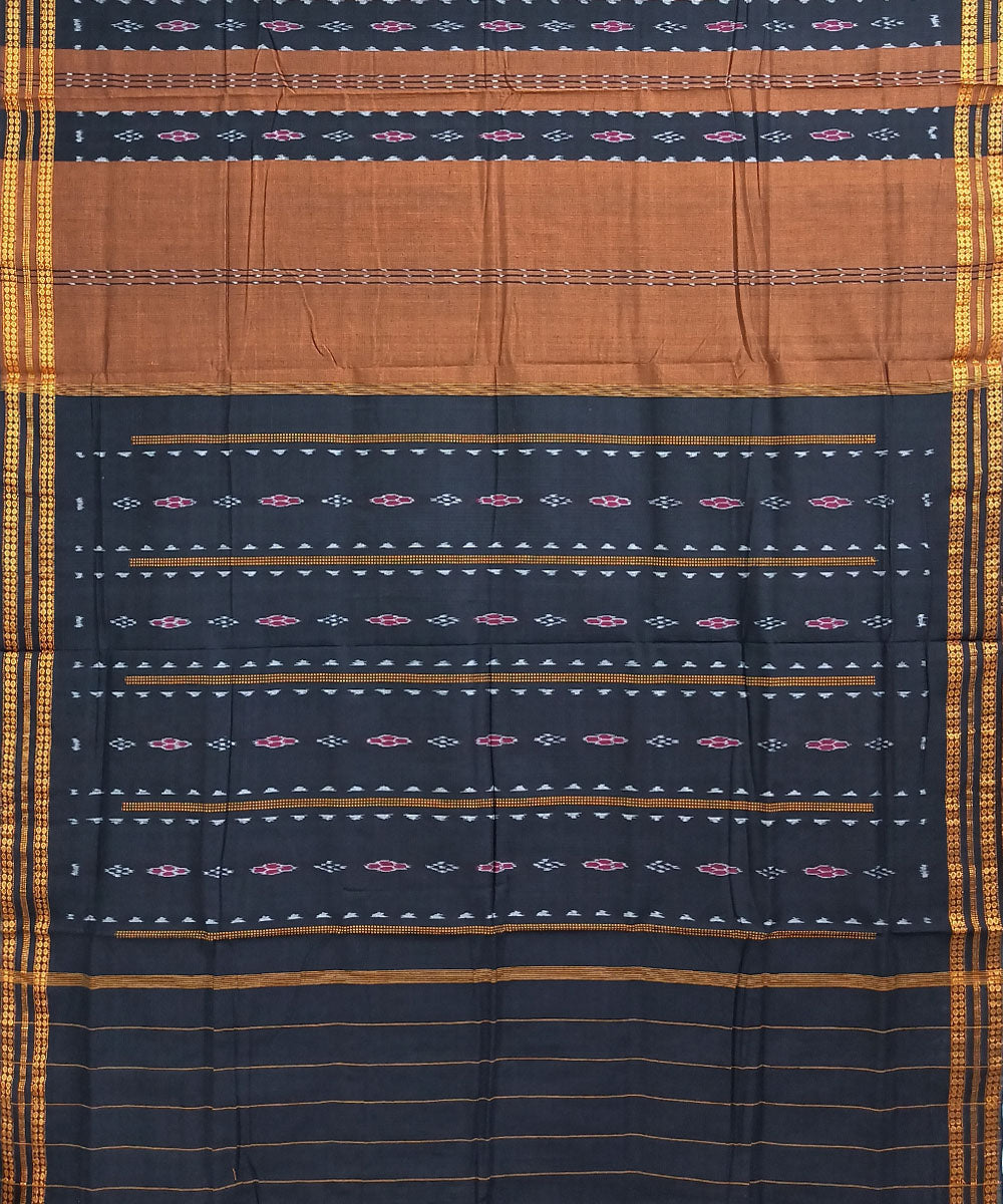 Brown black cotton handloom nuapatna saree