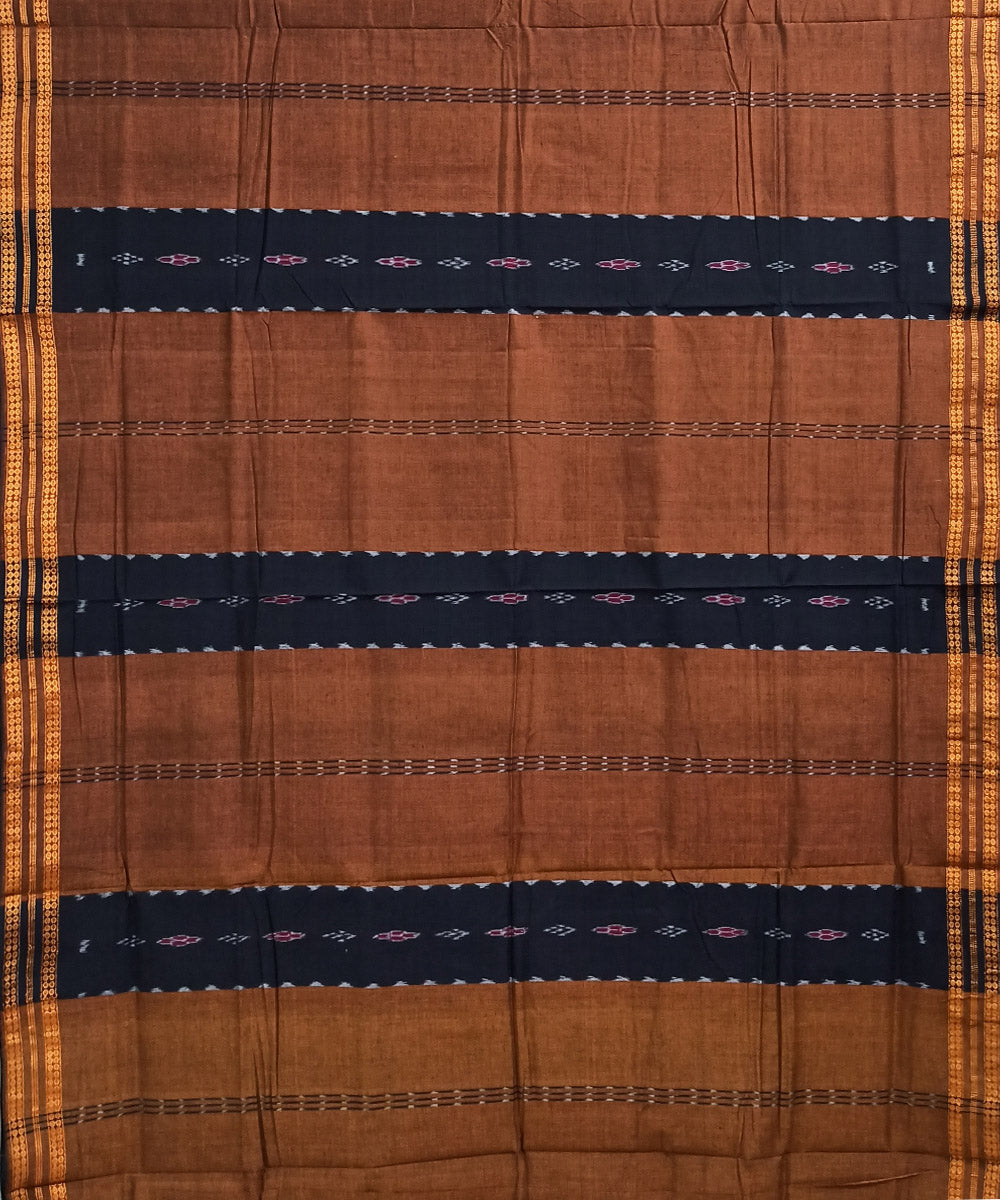 Brown black cotton handloom nuapatna saree